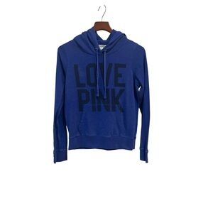 PINK Victoria's Secret Blue 'LOVE PINK' Hoodie Sweatshirt w Pocket  Medium